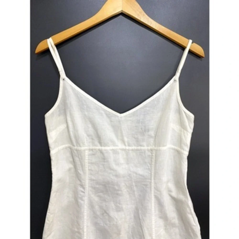 H&M Dress Kids 10 White Linen Blend Slip Mini Sundress Spaghetti Strap Neutral‎